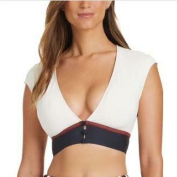 Bleu Rod - Button Down Other - Bleu Rod Crop Top Cap Sleeves Swim Bikini Top 10